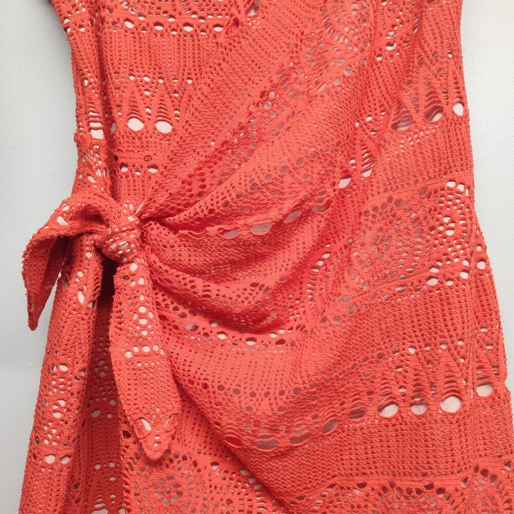 Free People Oceanside Crochet Strapless Mini Dress Women M Orange Beachy Boho - Picture 3 of 8